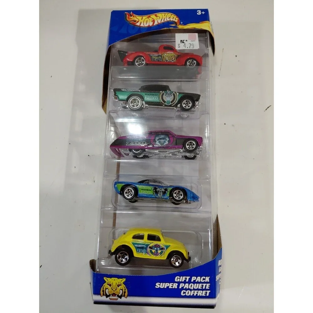 NIP Hot Wheels Robo Zoo 1:64 Die Cast Gift Pack (VW Beetle 57 Chevy Banshee)